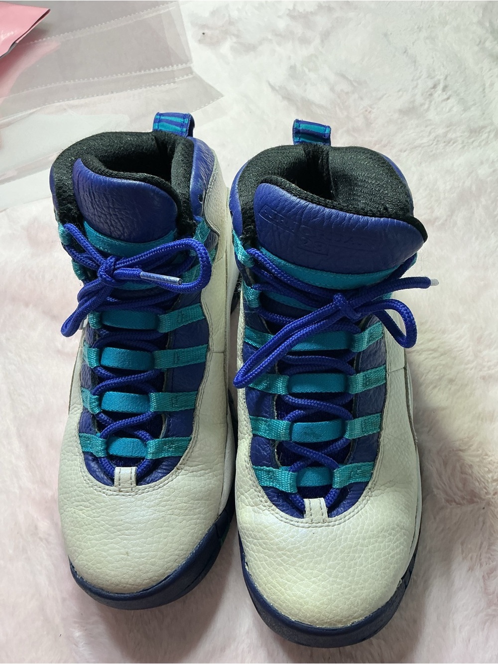 Jordan Kids White, Royal Blue & Teal High-Top Sneakers b78